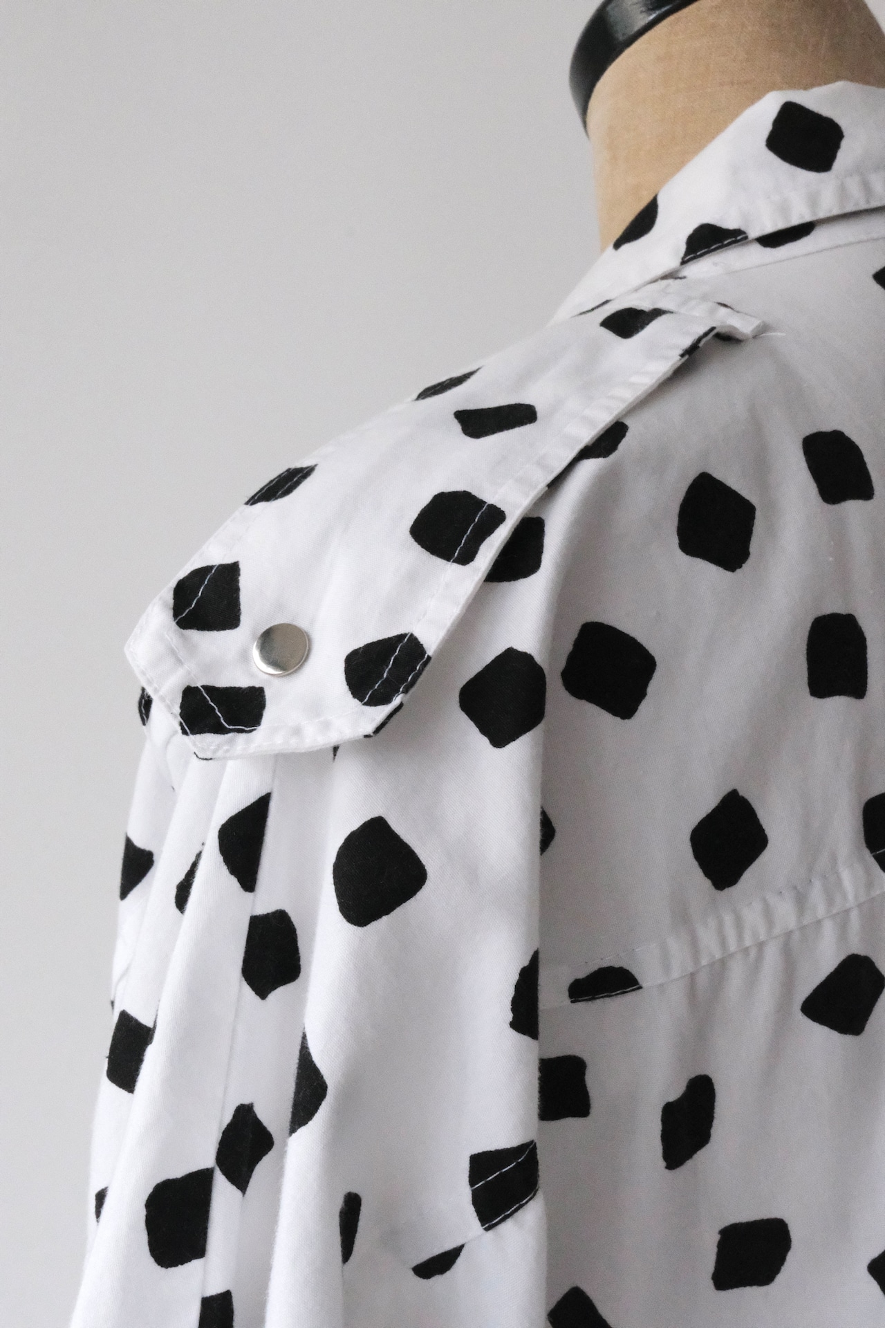80's mood square dot shirt dress