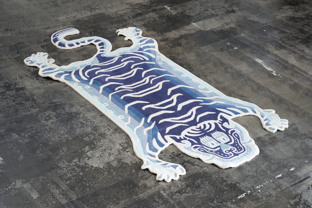 Tibetan Tiger Rug 《Lサイズ•ウール・オリジナル3・インディゴカラー