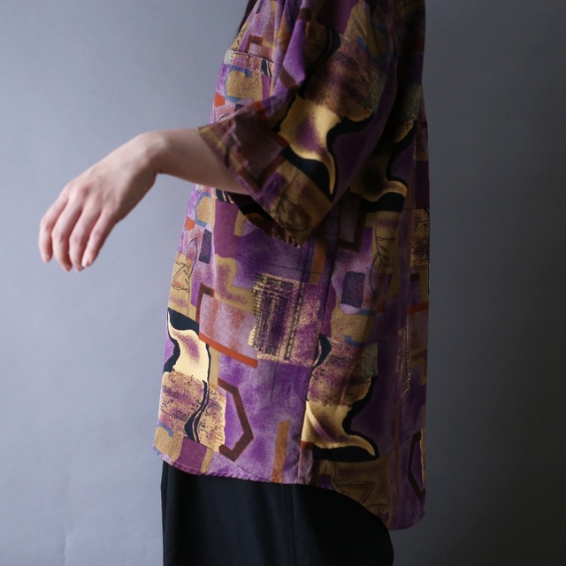 poison coloring art motif pattern over silhouette s/s shirt