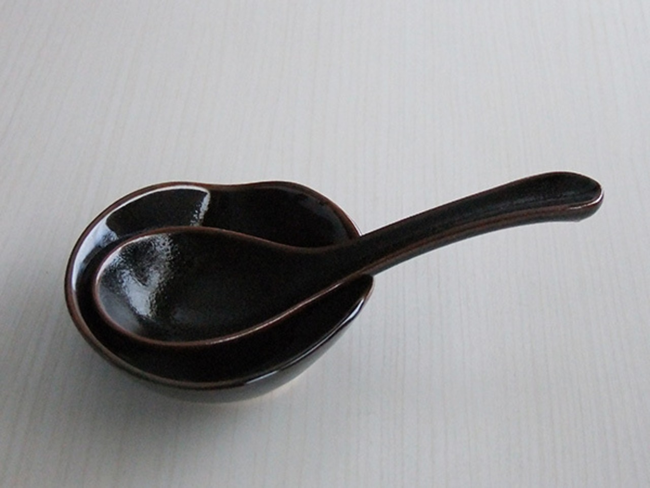 柚子天目 小 レンゲ 受け台付 萬古焼