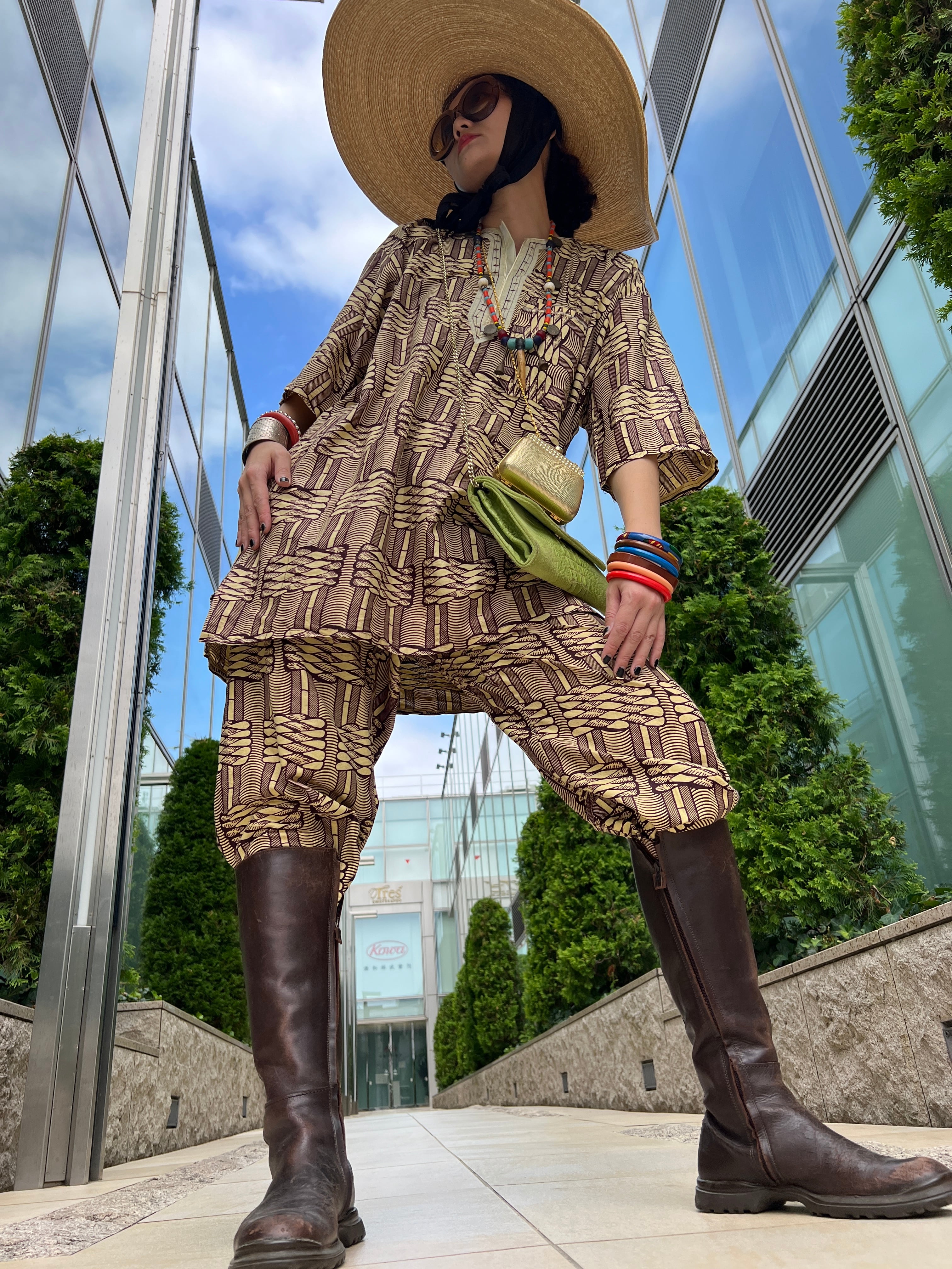 Vintage africanbatik cotton pants suits