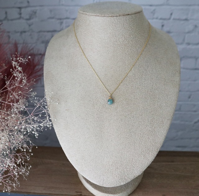 【14kgf】エメラルドの雫ひとつぶネックレス＊5月誕生石