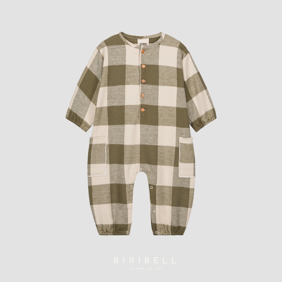 【STUDIO BOHEME】BIG PAPI JUMPSUIT - KAKI GINGHAM