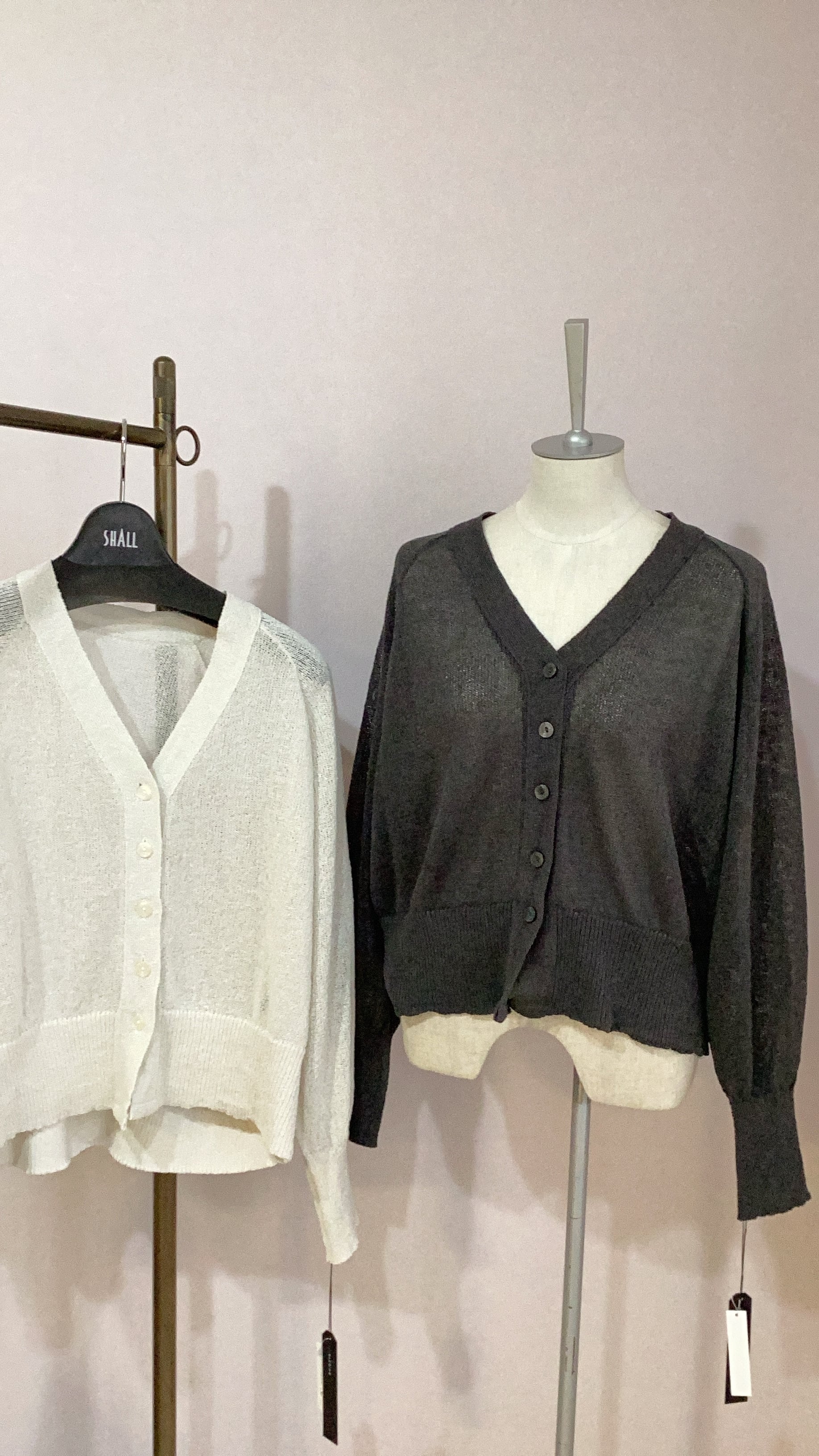 MARIE D‘OR 和紙ニットカーディガン No.57151 ブラック アイボリー 9号 フリーサイズ マリードール