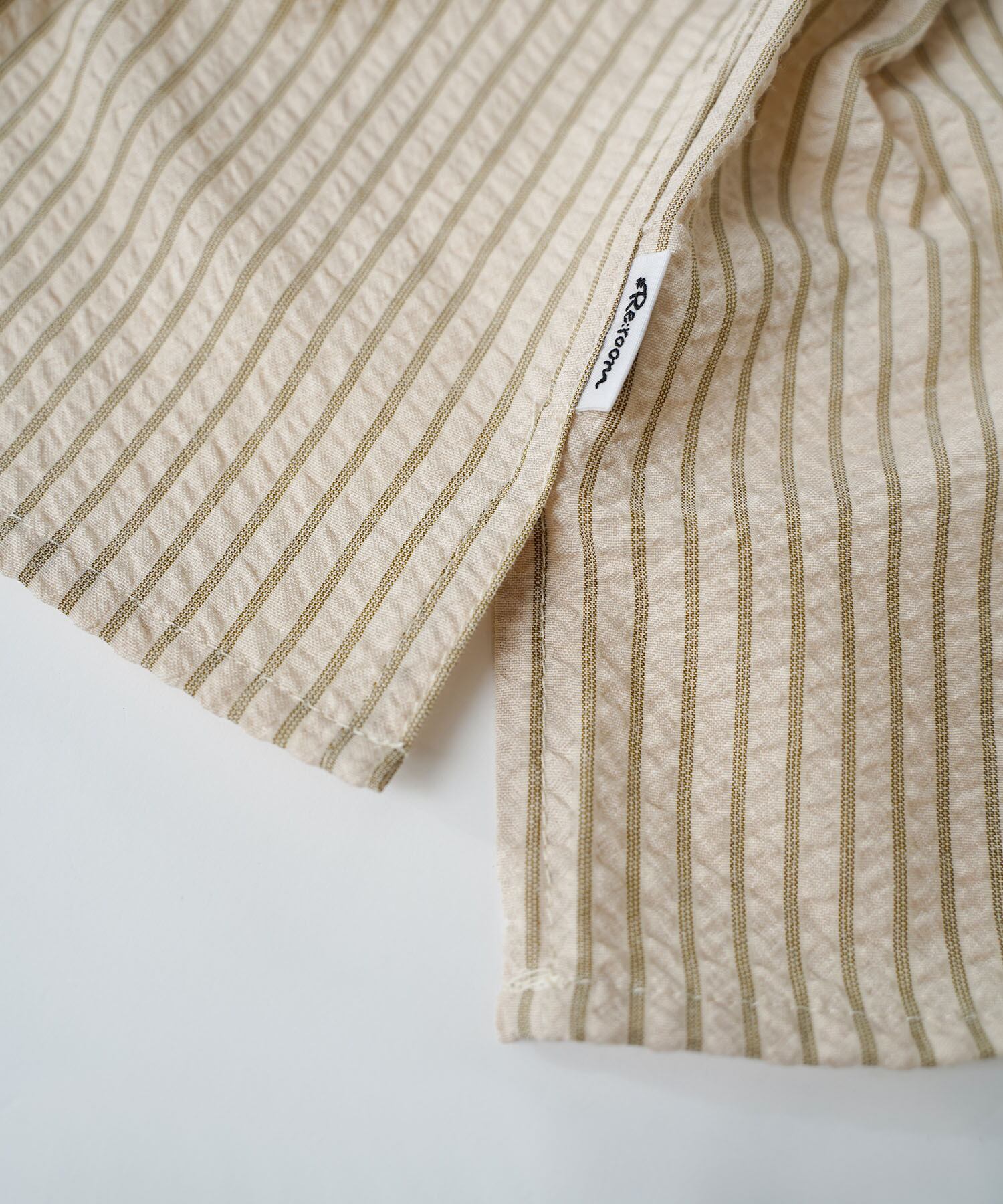 Re:room】SEERSUCKER STRIPE SHORT LENGTH SHIRTS［RES100］ | #Re