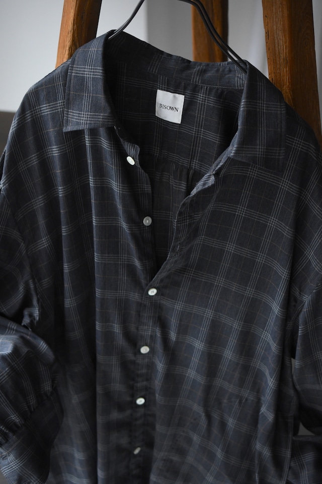 BISOWN / SZ BOIL COTTON SMOCK SHIRTS (TOP GRAY CHECK )