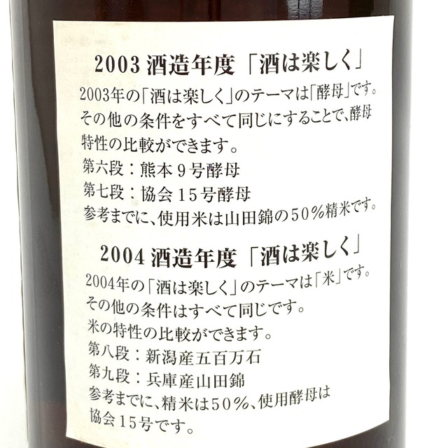 多満自慢　石川酒造株式会社　純米大吟醸　酒は楽しく2003年（数量限定20年ビンテージ商品）