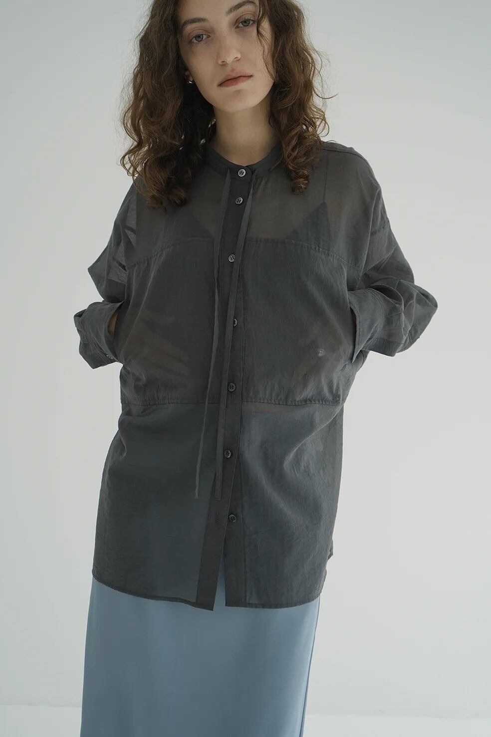 CLANE(クラネ) SHEER DOLMAN SHIRTS GREY | サウスオレンジ｜メンズ