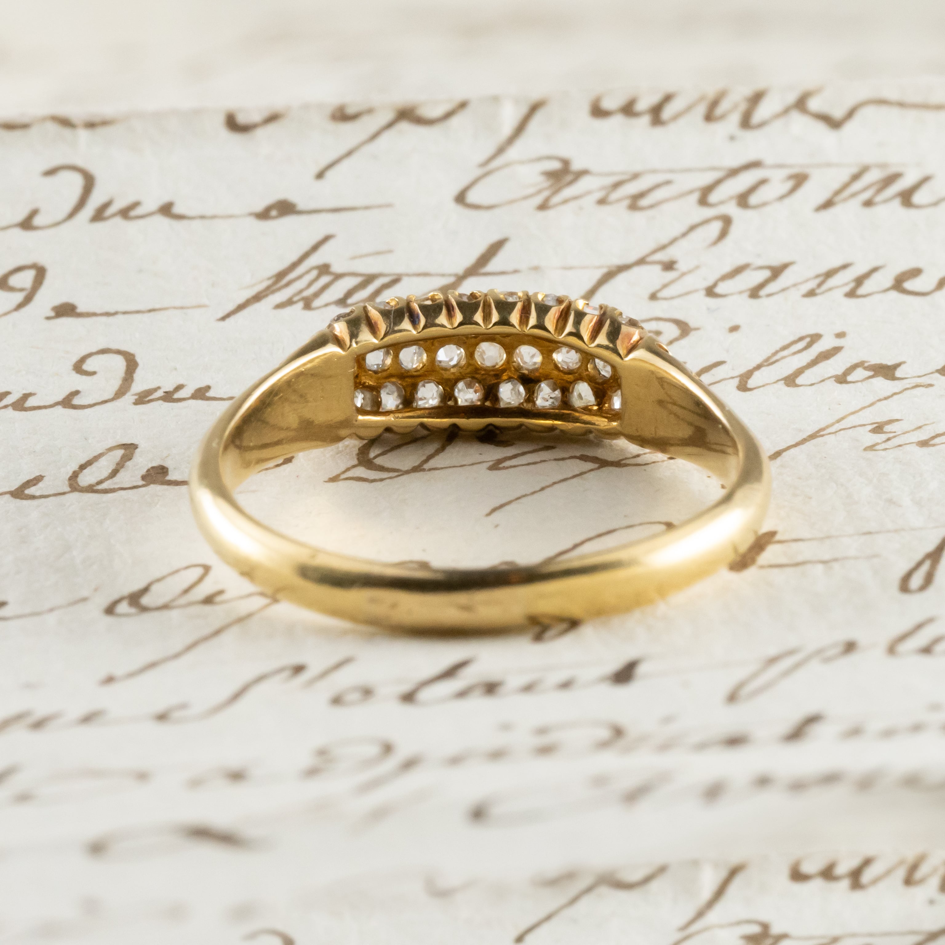 ☆アンティーク/ダイヤモンドリング 貴重】イギリス アンティークリング 3ROWタイプ アンティークカット