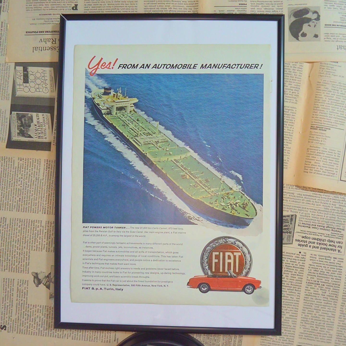 fiat 広告 LIFE誌 切り抜き 1960年代 ヴィンテージ ポスター