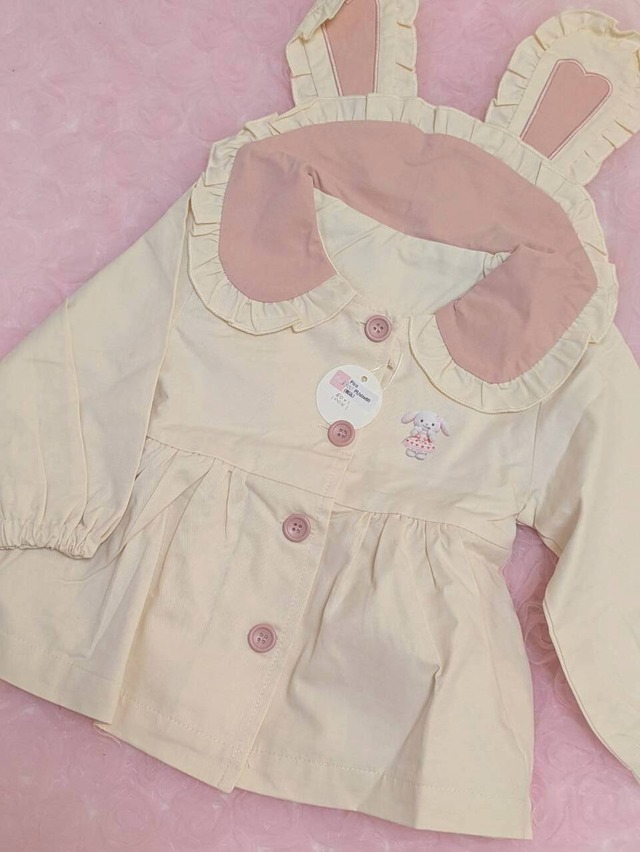 【Pico即納】size80 ぴこうさプリント♡うさみみフリルアウター