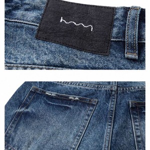 Damaged wide leg denim pants 1060