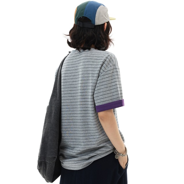 color-point border short-sleeved tee　カラーポイントボーダー半袖ティー　J1908