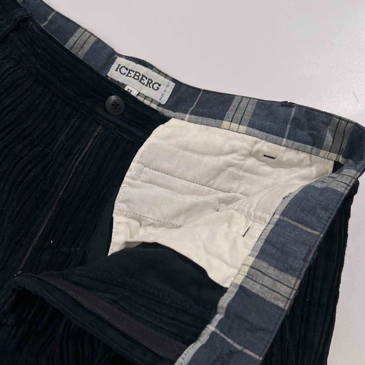 イタリア製 ICEBERG アイスバーグ 太畝 コーデュロイ ウール パンツ サイズ 52/36 /D-HG1118/ビンテージ/ブラック系