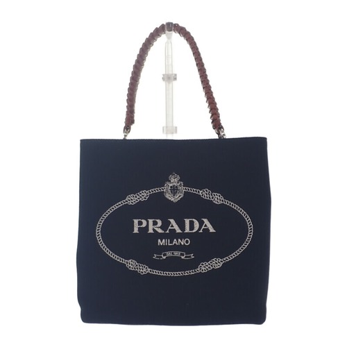 【PRADA】プラダ パニエ ハンドバッグ 1BA212_2DID_F0B7K_V_POO キャンバス レザー ブラック ブラウン レディース【バッグ】