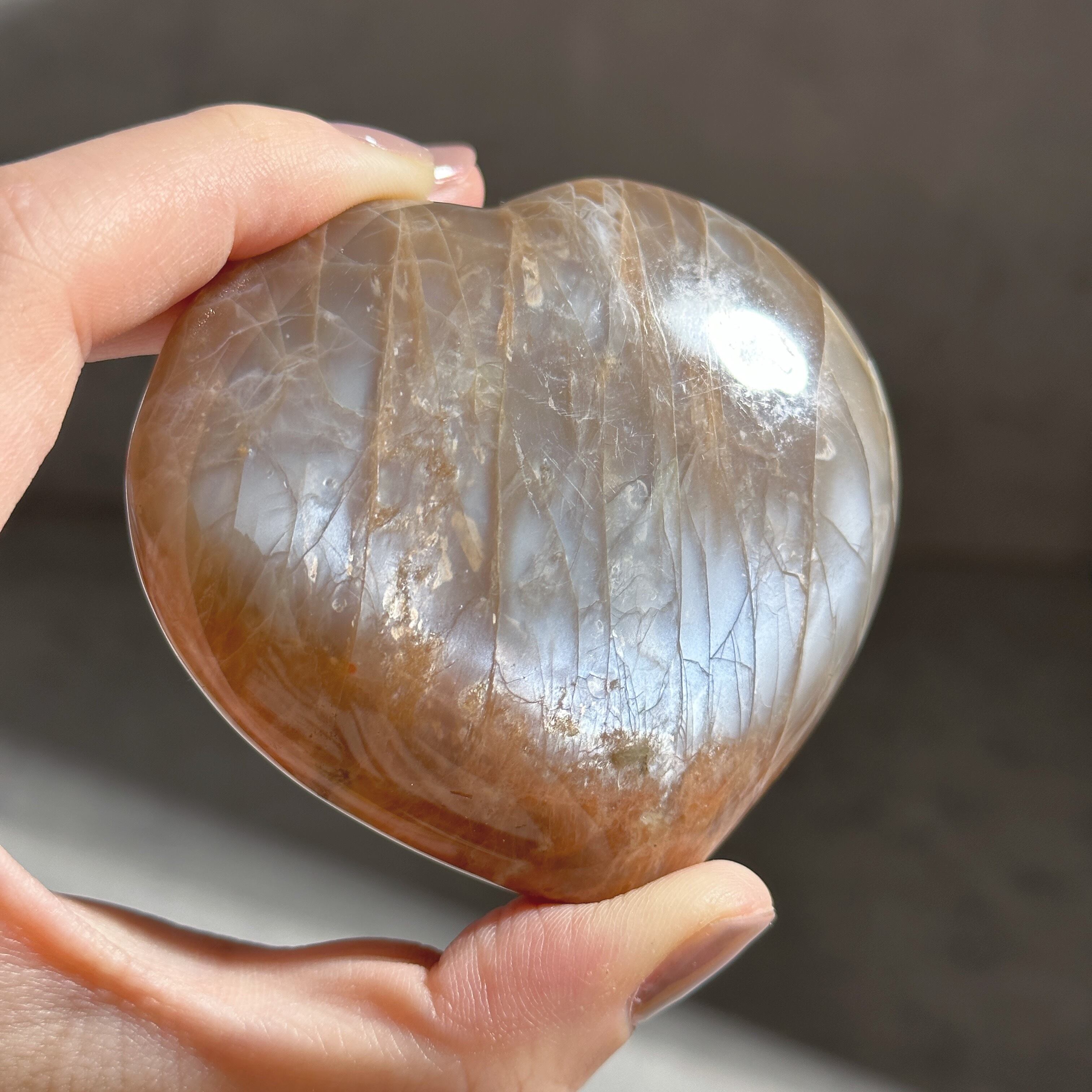 シラー◎ピーチムーンストーン ハート11♡Peach Moon Stone♡天然石・鉱物・パワーストーン