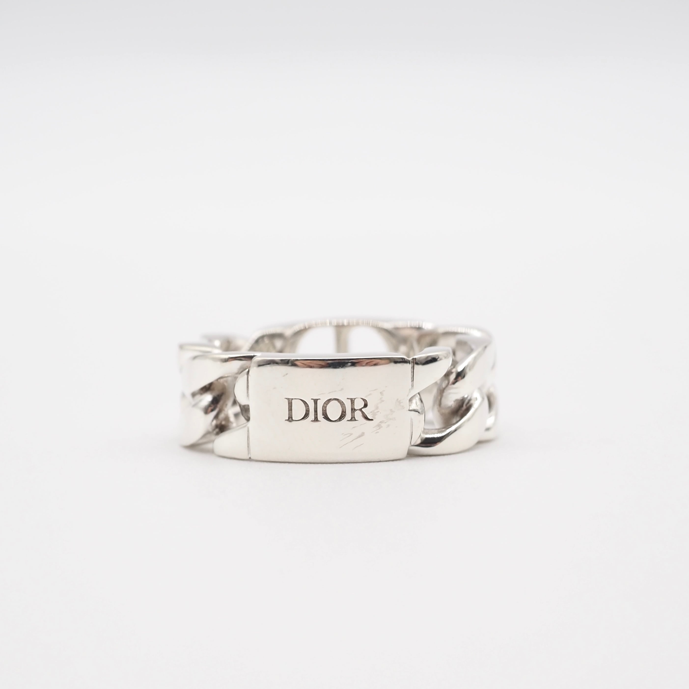 現行品】DIOR 約21.5号 CD アイコン チェーンリンク リング シルバー