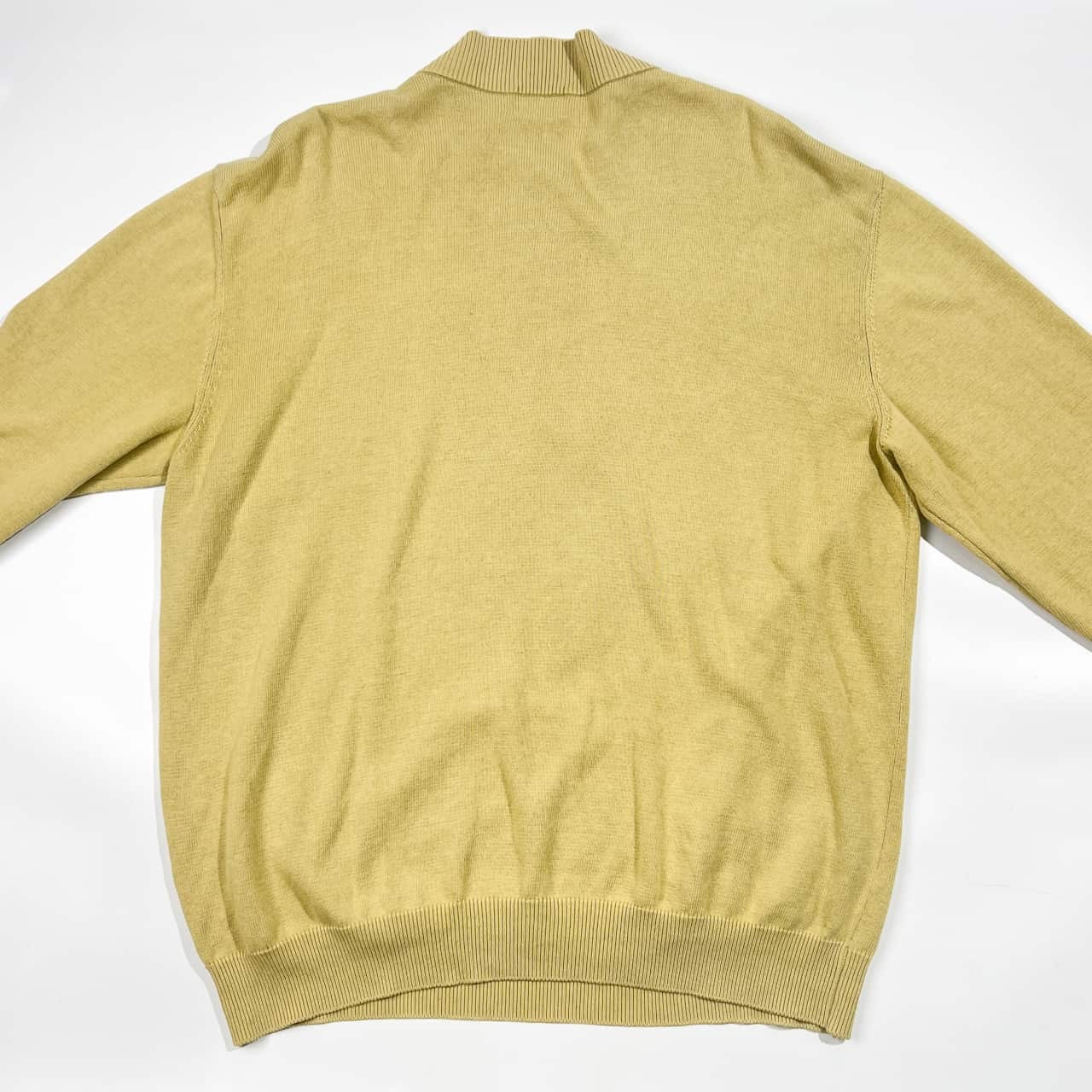 リネン混 Papas パパス ハーフジップ プルオーバー ニット セーター L/くすみイエロー系 メンズ