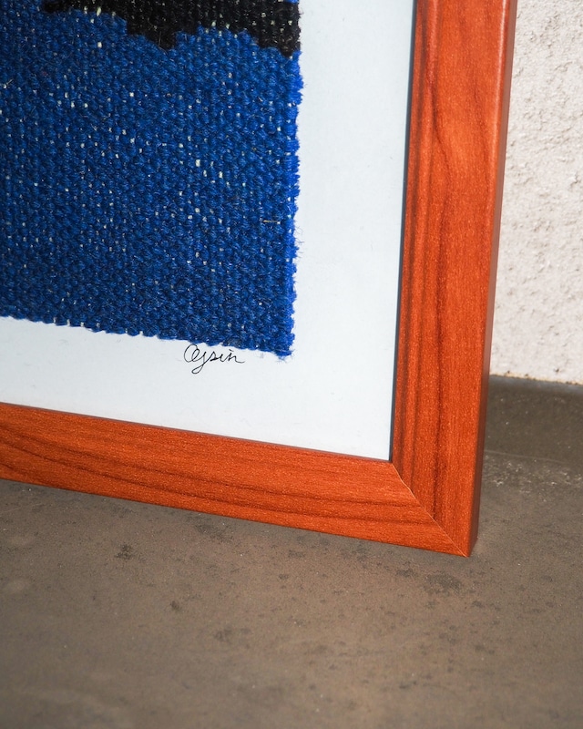 Framed Kilim Art Featuring Geometric Patterns and Human Figures