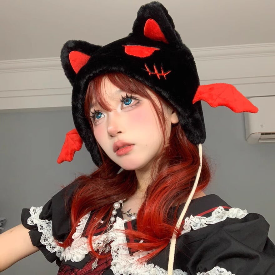 セミロリ ねこ耳 帽子 黒猫 デビルキャット かわいい コスプレ 衣装