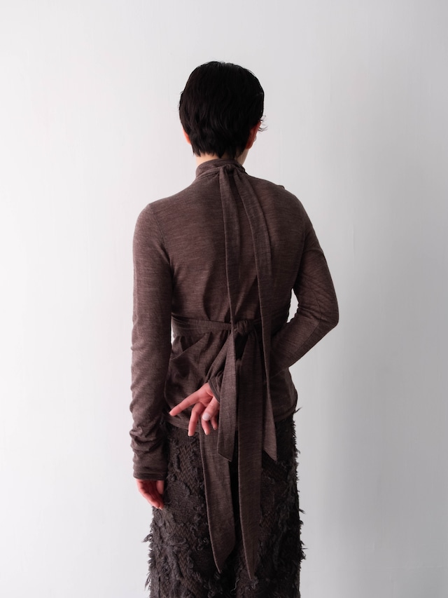 ERiKOKATORi/EK13-3-1 wool sheer high neck top Ivory