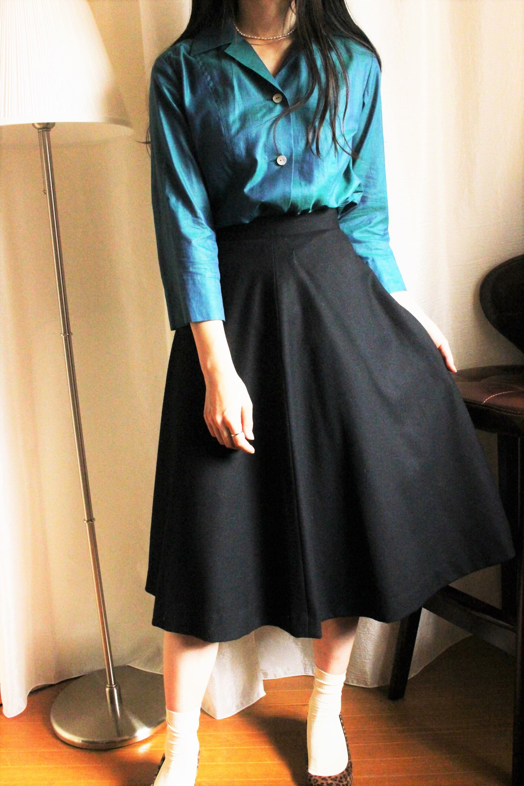 wool スカート ブラック