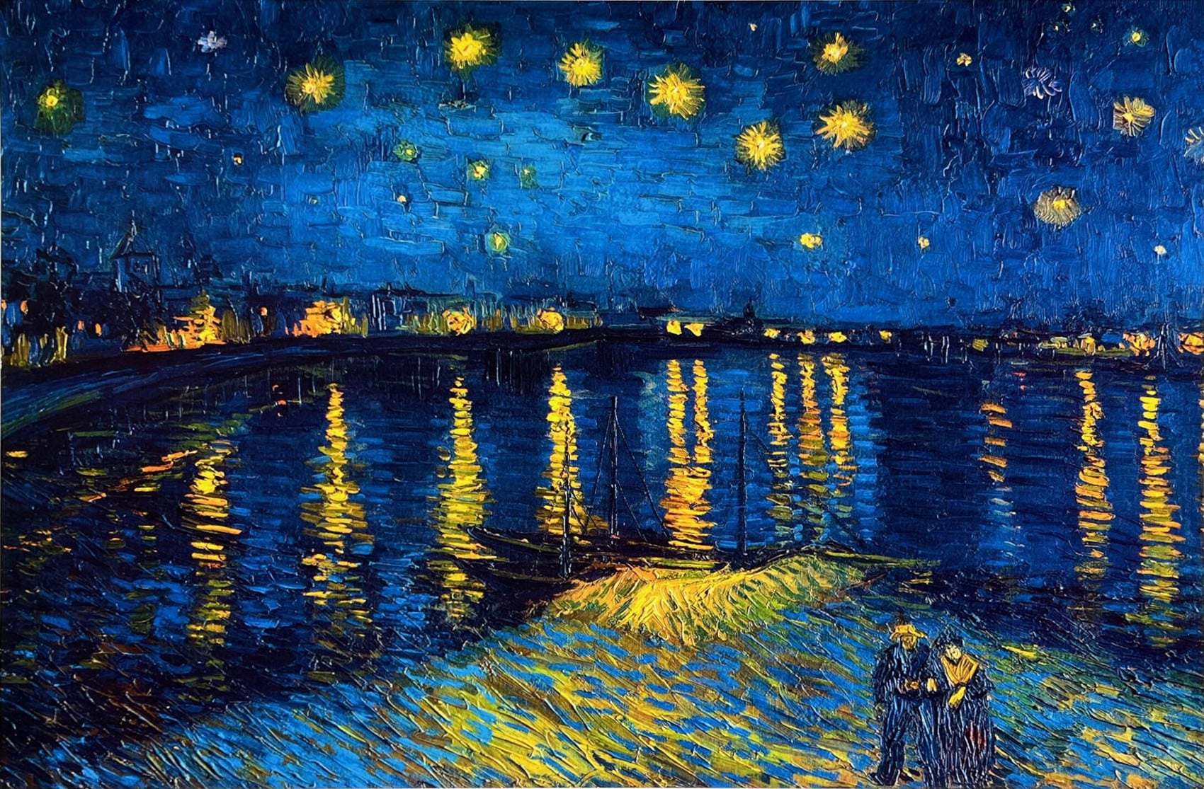 ゴッホ 絵画「ローヌ川の星月夜」額縁4色選択可能 作品証明書 展示用フック 限定エディション付複製画 ジークレ