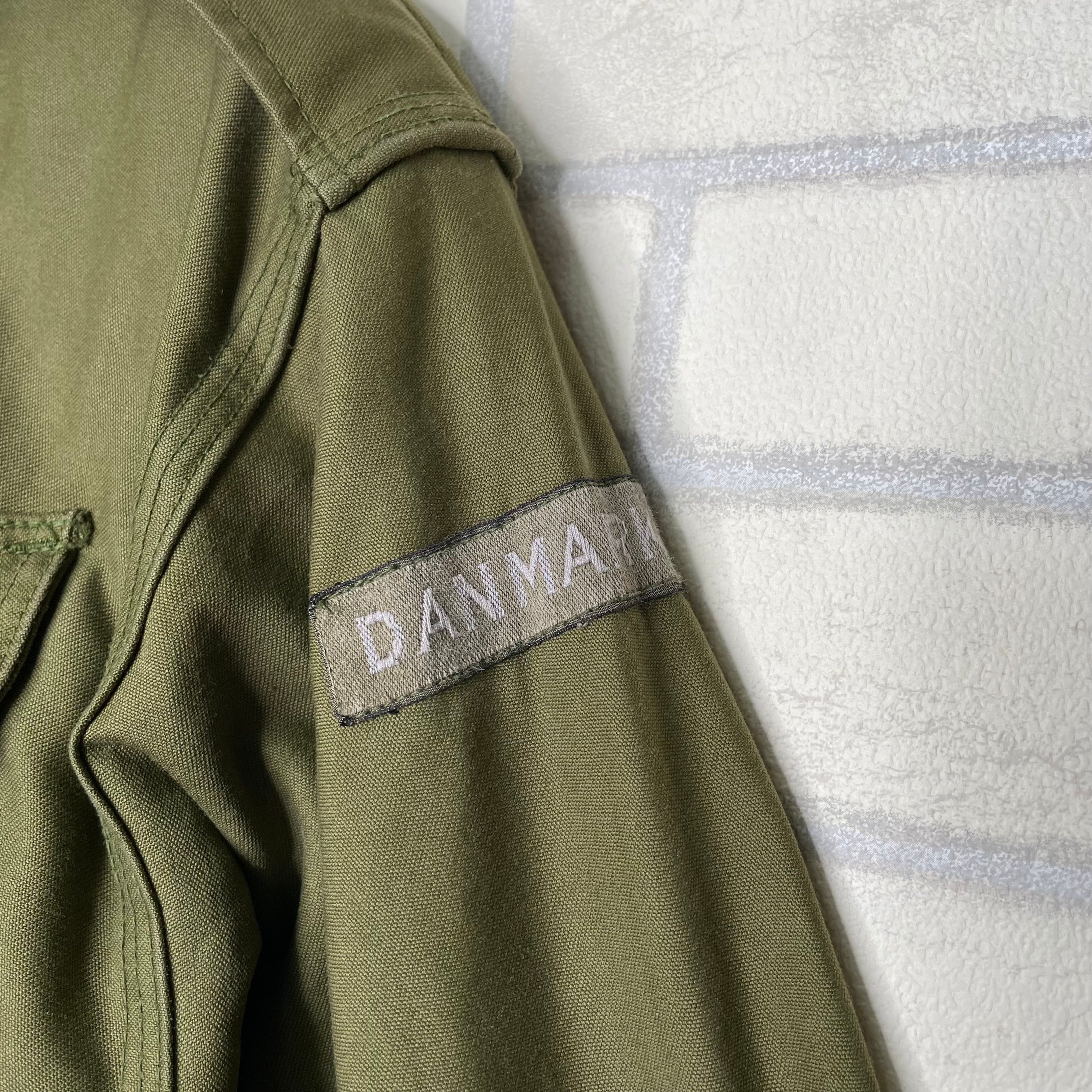 デンマーク軍 ミリタリージャケット L オリーブ ワッペン付き 着丈調節