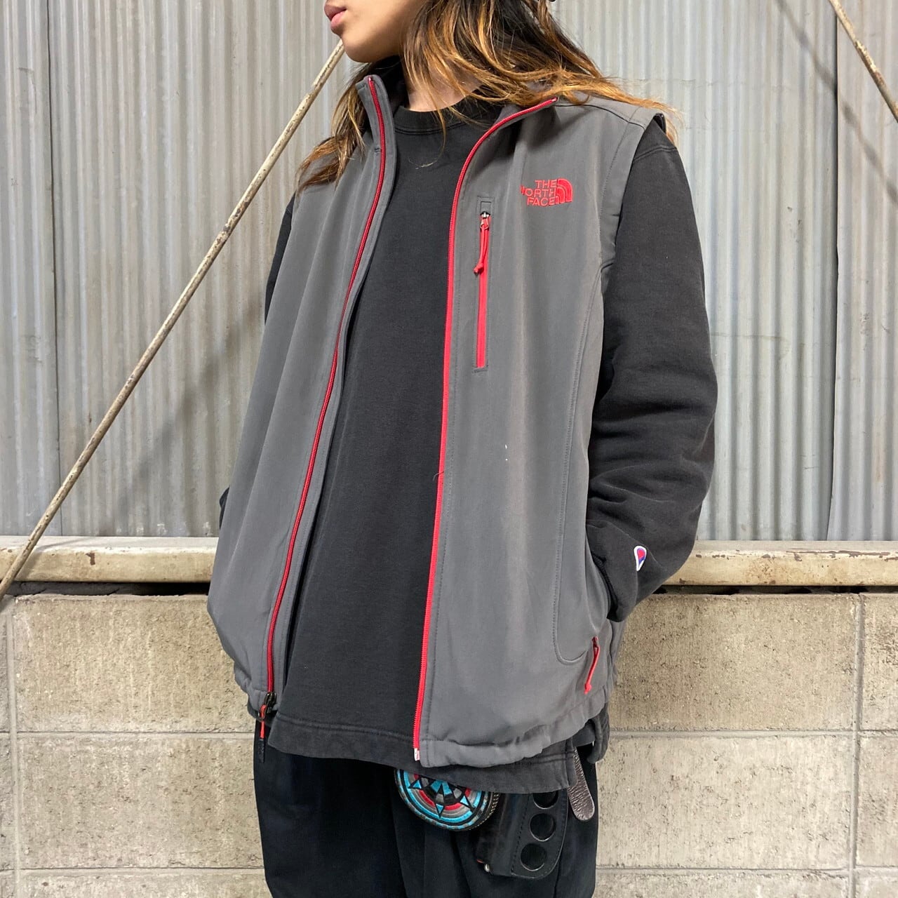 THE NORTH FACE ザ ノースフェイス ソフトシェル フリースベスト アウトドアベスト メンズM グレー 灰色【ベスト】【SA30】 |  cave 古着屋【公式】古着通販サイト