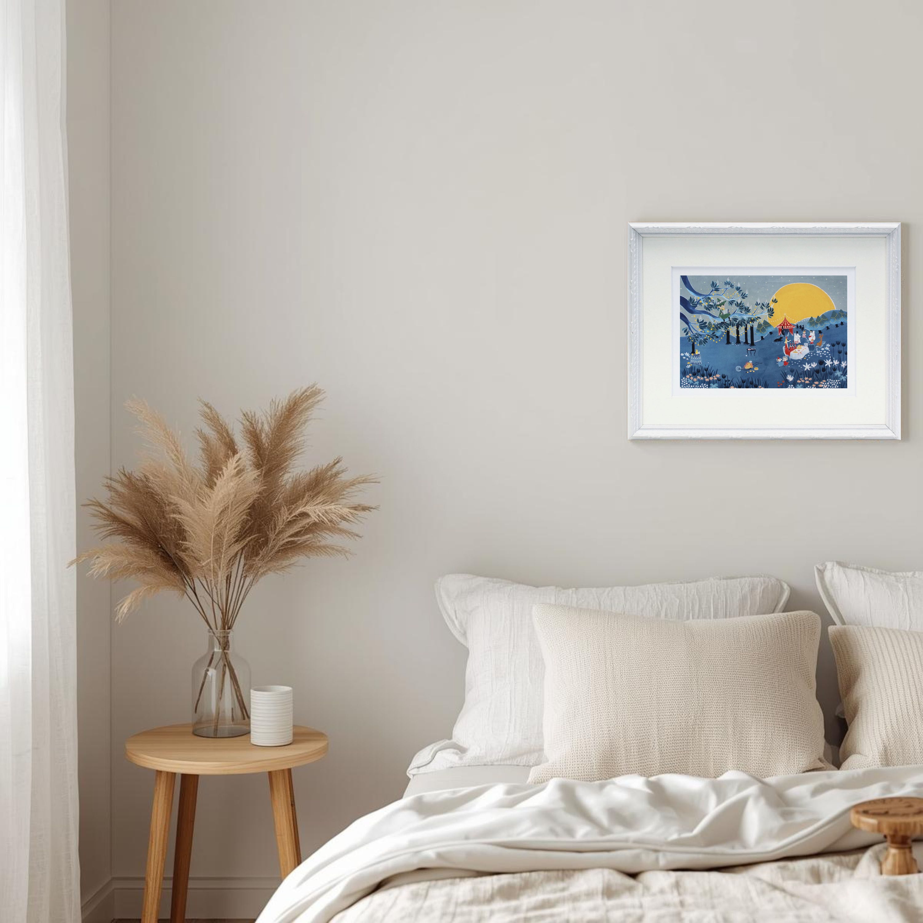 ムーミン 北欧 Postery「ムーミン谷のパーティー」送料無料 フレーム 展示用フック付アートポスター 絵画 インテリア アート