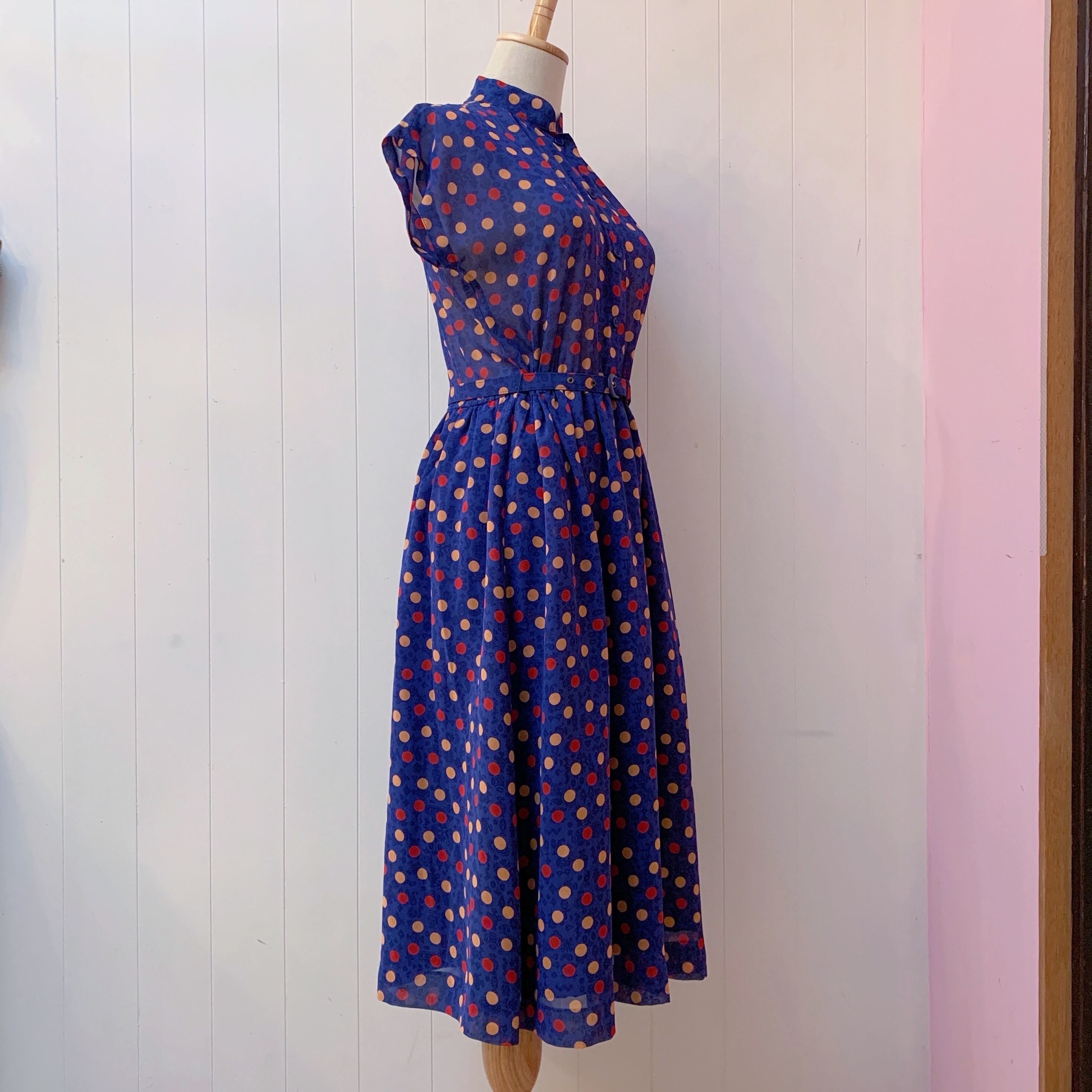pop coin dot blue sheer one-piece