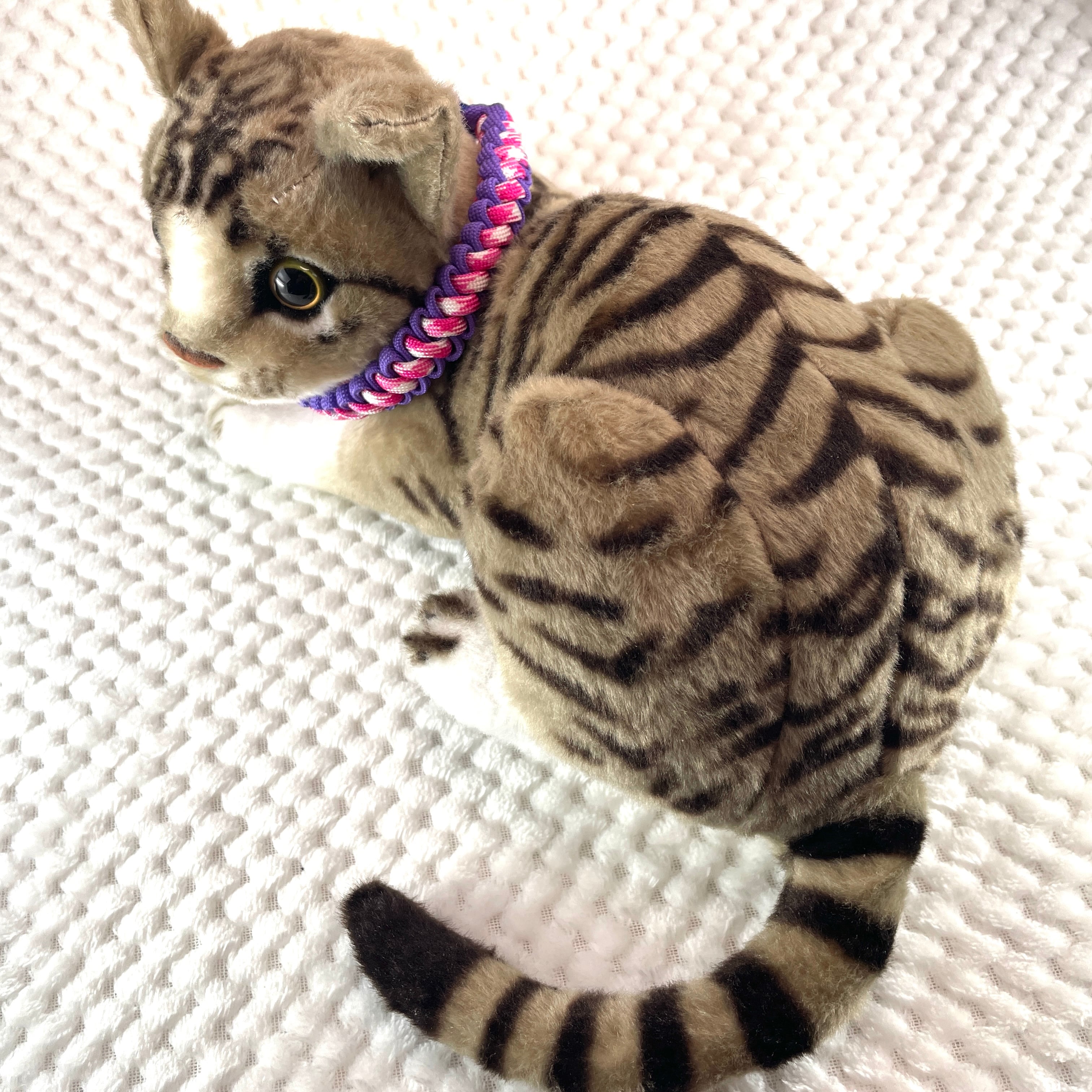 公式] ＃46パラコード編み首輪まだらピンクと紫の猫首輪 | 犬猫の皮膚