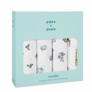 【新着特価】aden + anais エイデンアンドアネイ おくるみ ジャングルジャム 4枚セット 120×120cm モスリンコットン スワドル 新生児 夜泣き対策 出産祝い SWADAB2026