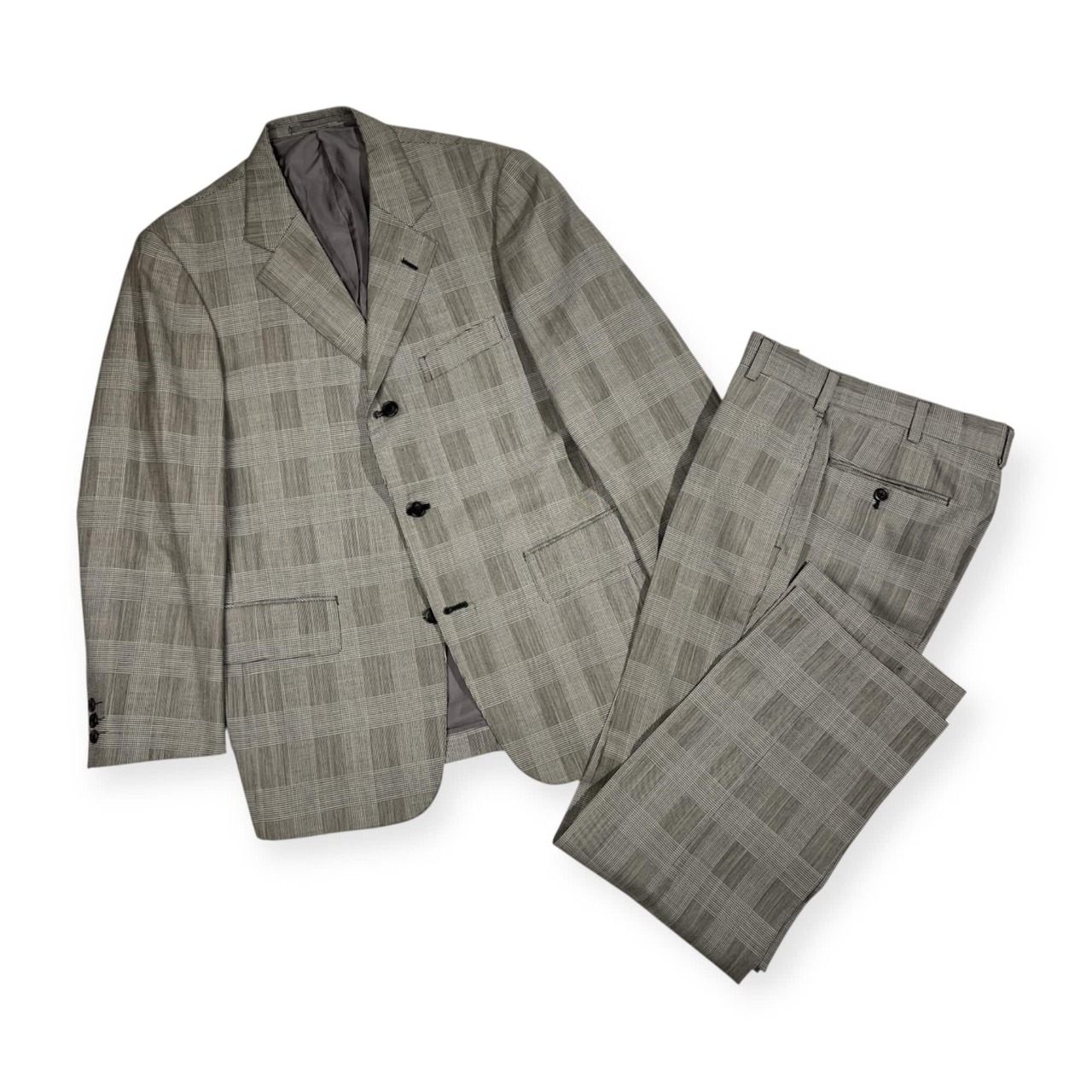 上下 J.PRESS ジェイプレス セットアップ グレンチェック テーラードジャケット スラックス スーツ M~L程度/メンズ