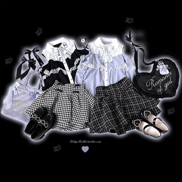 SEASONZ KittyBxllet  地雷系 ミニスカ フレアスカート 千鳥格子 リボン チェック柄 量産型 ガーリー