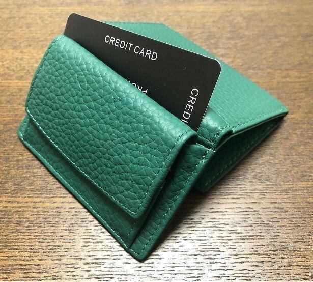 本革三つ折り財布》ミニ財布 薄くて軽い レディース モスグリーン
