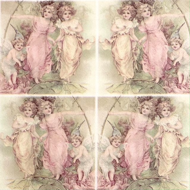 【Sagen Vintage Design】バラ売り1枚 ランチサイズ ペーパーナプキン DECOUPAGE FAIRIES ピンク