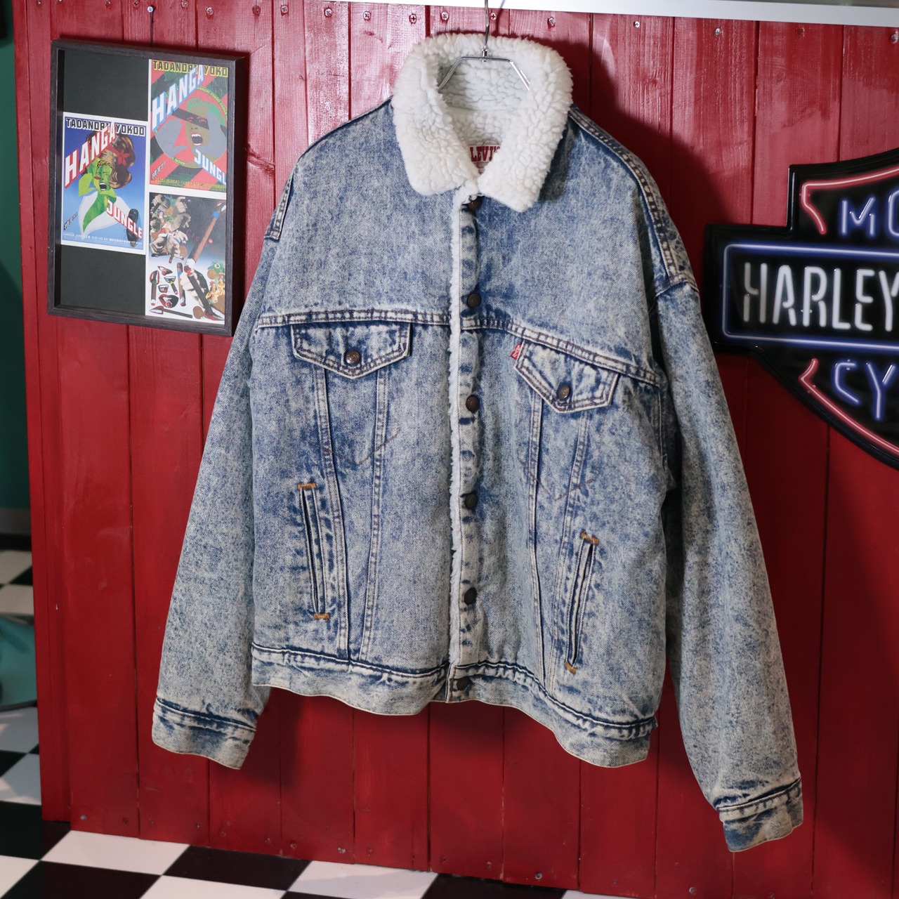 80s USA製　Levi’s 70609 ボアデニムジャケット　ウォッシュブルー　L リーバイス