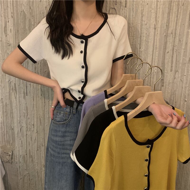 ニットセーター レディーススプリング薄手カーディガンブラックショートトップス シャツ 春物 1号婦人35222160217