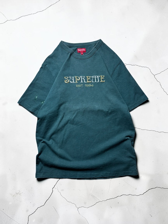 Supreme Est. 1994 Embroidered Logo Dark Teal Cotton Short Sleeve T-Shirt