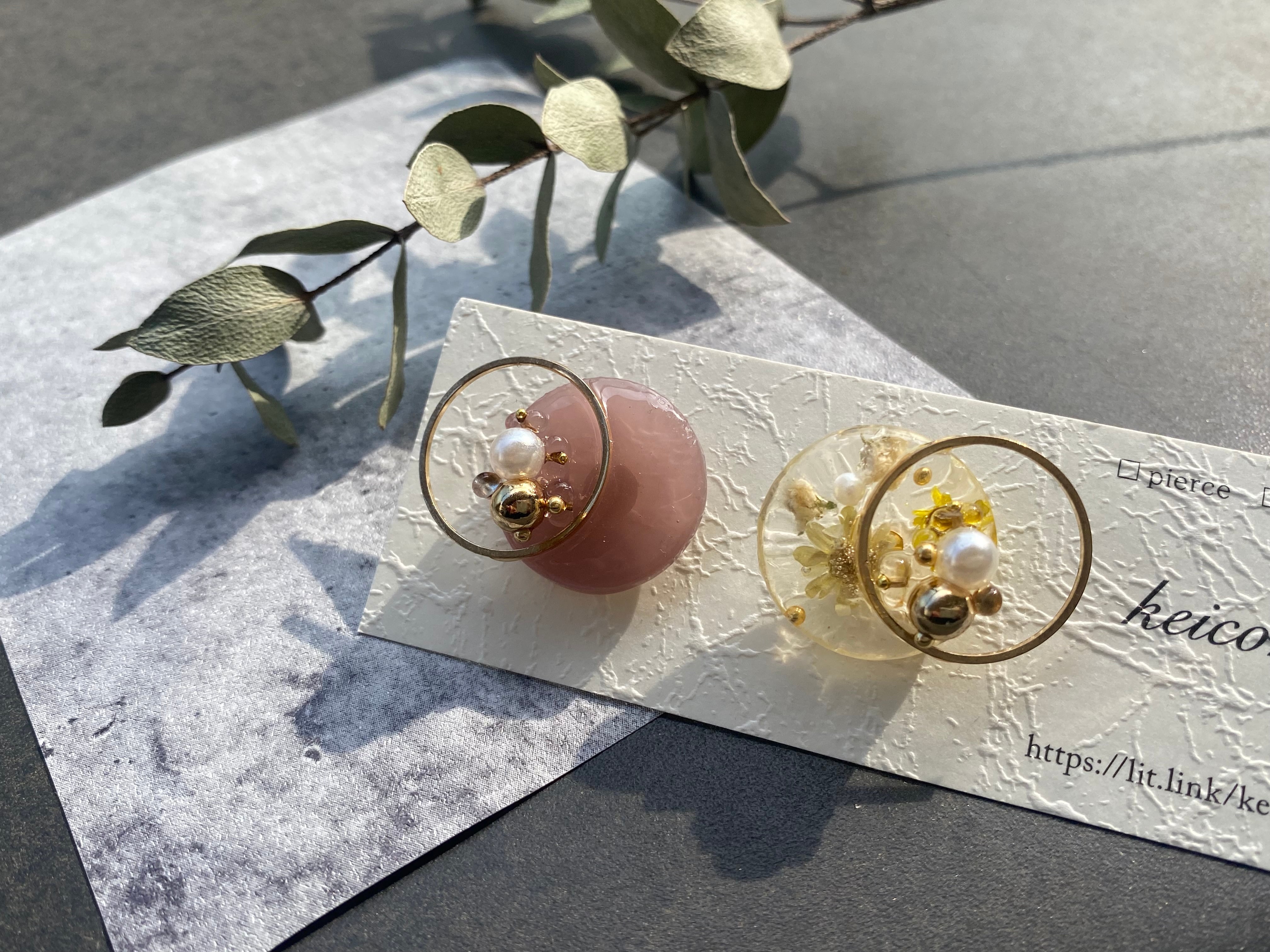 フェミニン 上品 綺麗め OL ドライフラワー ~ ハンドメイド ~ ピアス