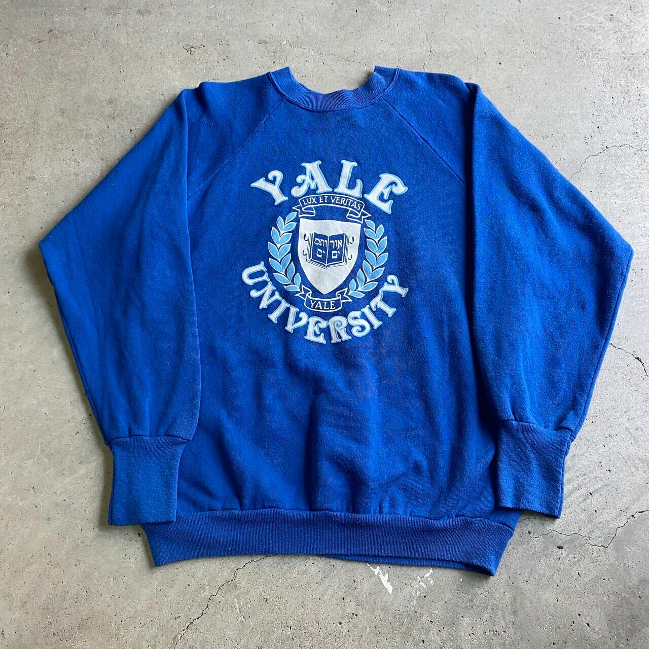 80年代 USA製 YALE カレッジ プリント スウェットシャツ メンズL相当 