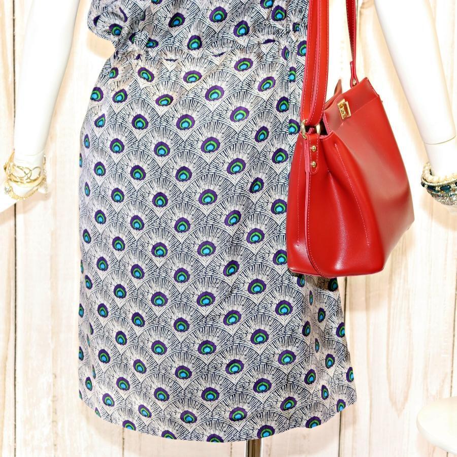 専用✨TORY BURCH　トリーバーチ フレンチスリーブ　ワンピース　シルク トリーバーチ フレンチスリーブ 孔雀柄ワンピース M シルク