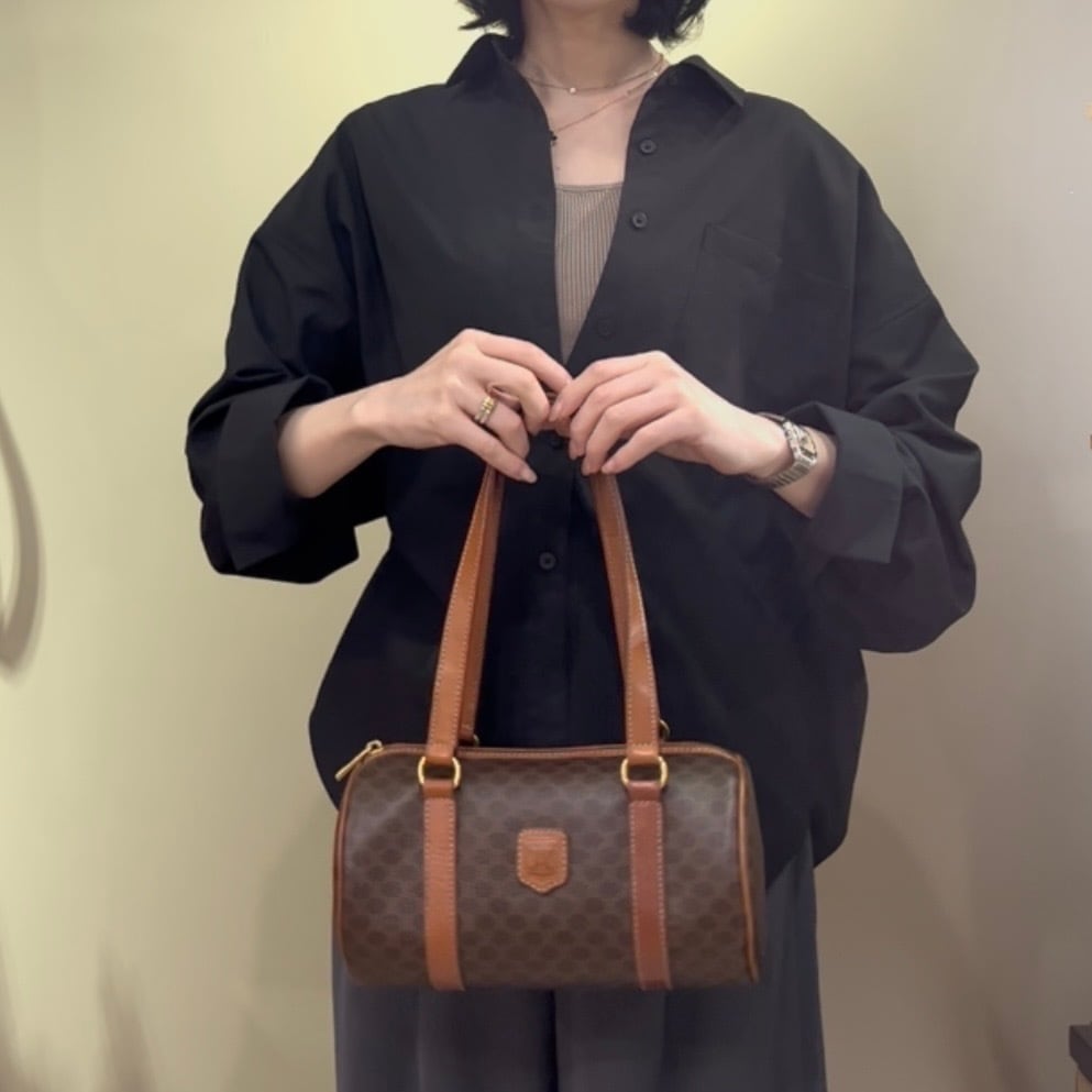 CELINE】2408 セリーヌ マカダムラウンドボストンショルダーバッグ