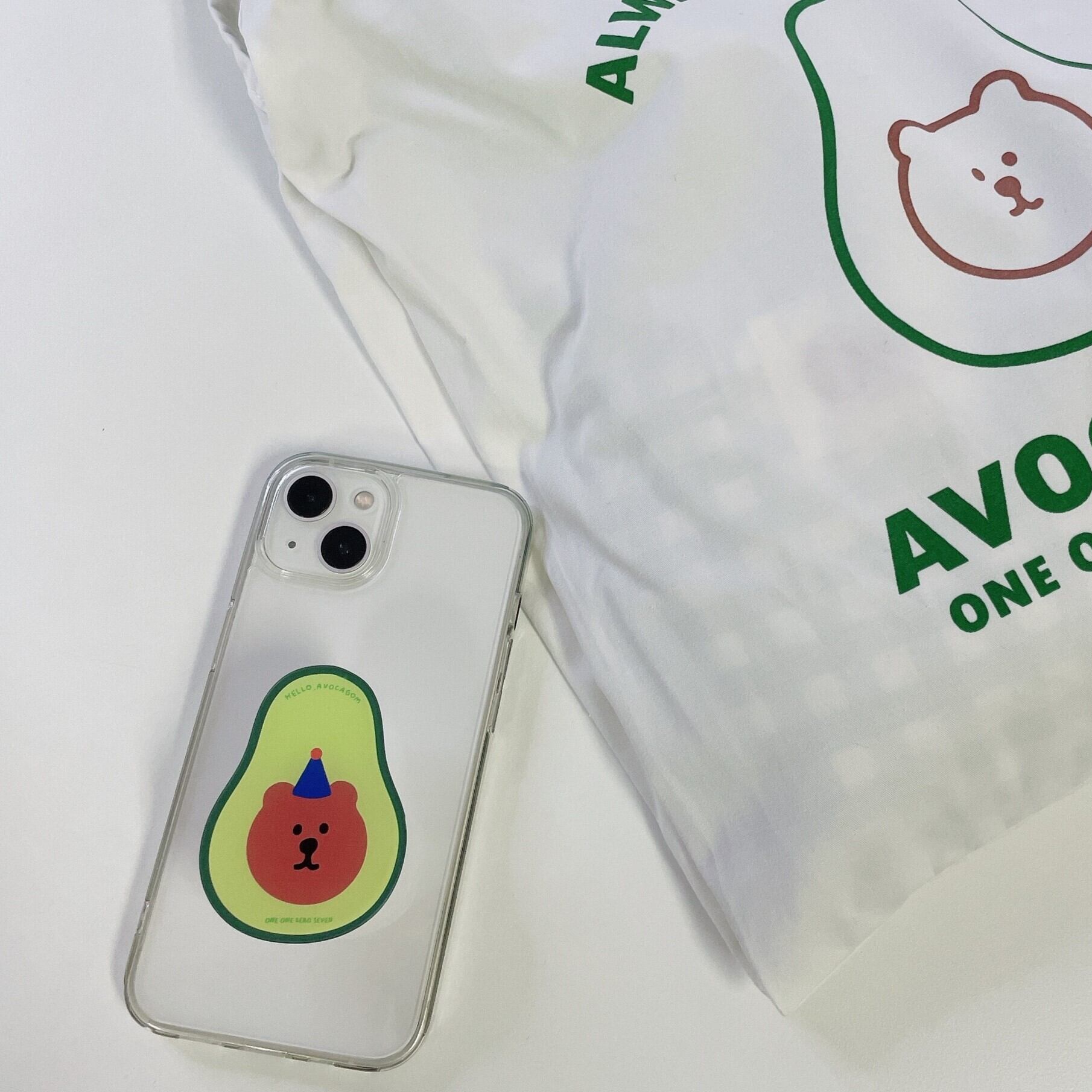 1107 アボカゴム シルエット クリア スマホグリップ Moim