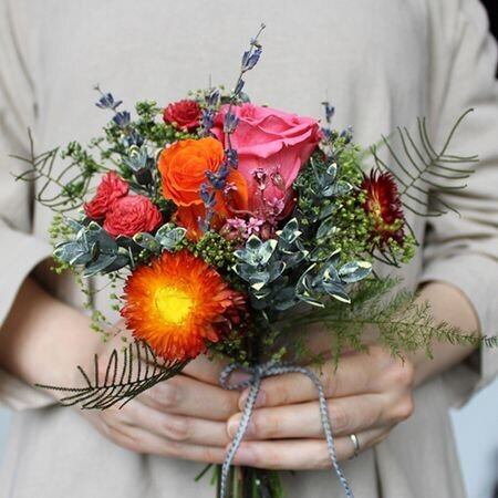 小さなお花いっぱいの花束花束キット 大 ピンク ドライフラワー プリザーブドフラワー キット 大地農園 Merci ありがとうfactory ウェディング 両親贈呈品 ウェルカムボード プチギフト