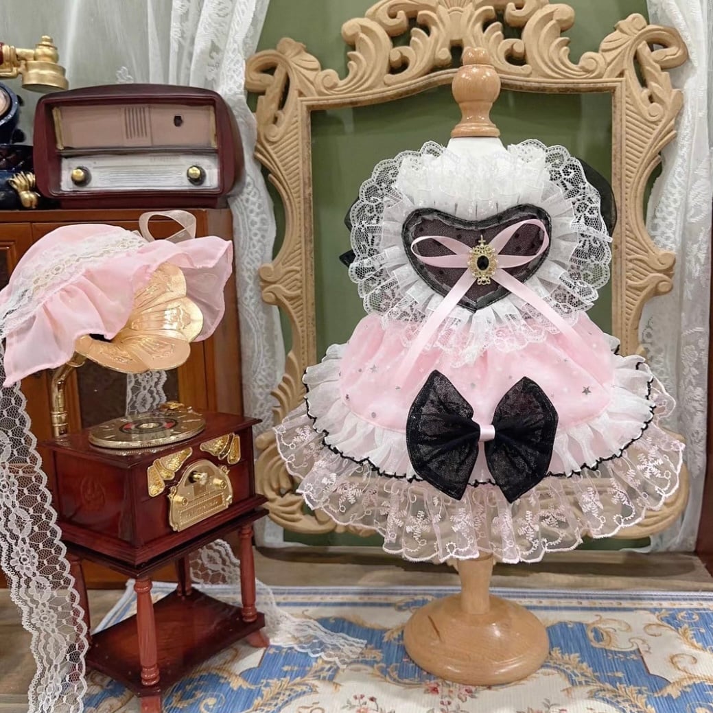 ハートモチーフレースフリルミニドレス 00153