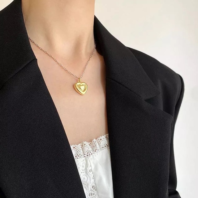 S925 plump heart necklace-mini-(N206-2)