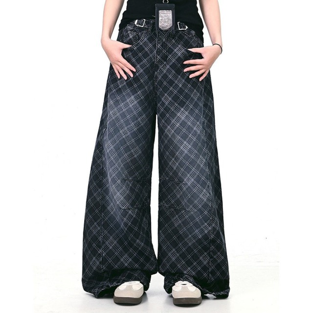 washed check denim　ウォッシュチェック柄デニム　J1657
