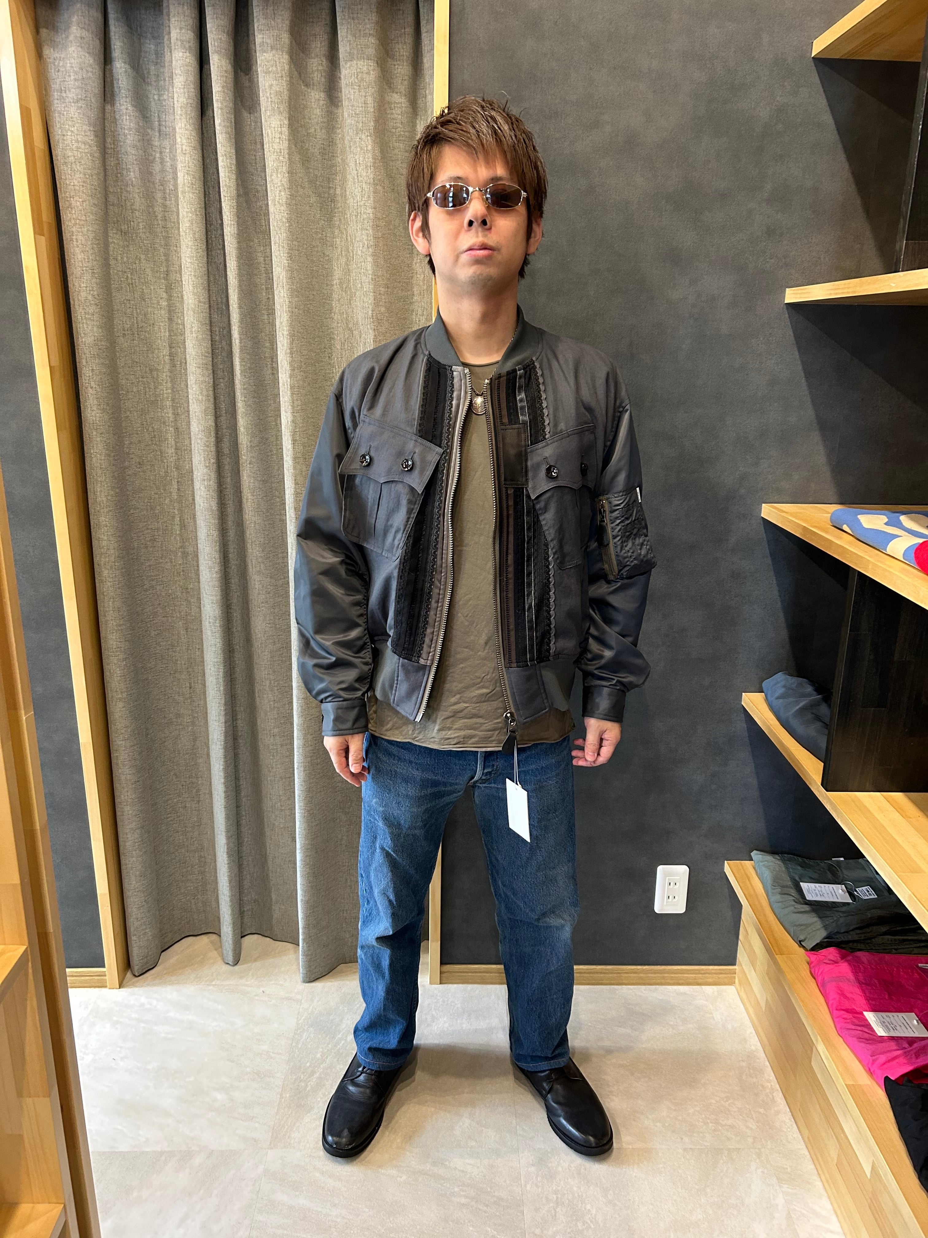 elephant TRIBAL fabrics エレファブ】TAPE PATCHWORK MA-1 GRAY elephant TRIBAL fabrics エレファブ】TAPE PATCHWORK MA-1 GRAY